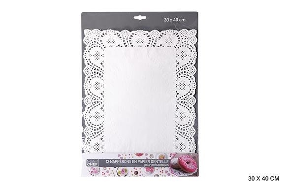 PAPIER DENTELLE 30X40CM BLANC X12PCS