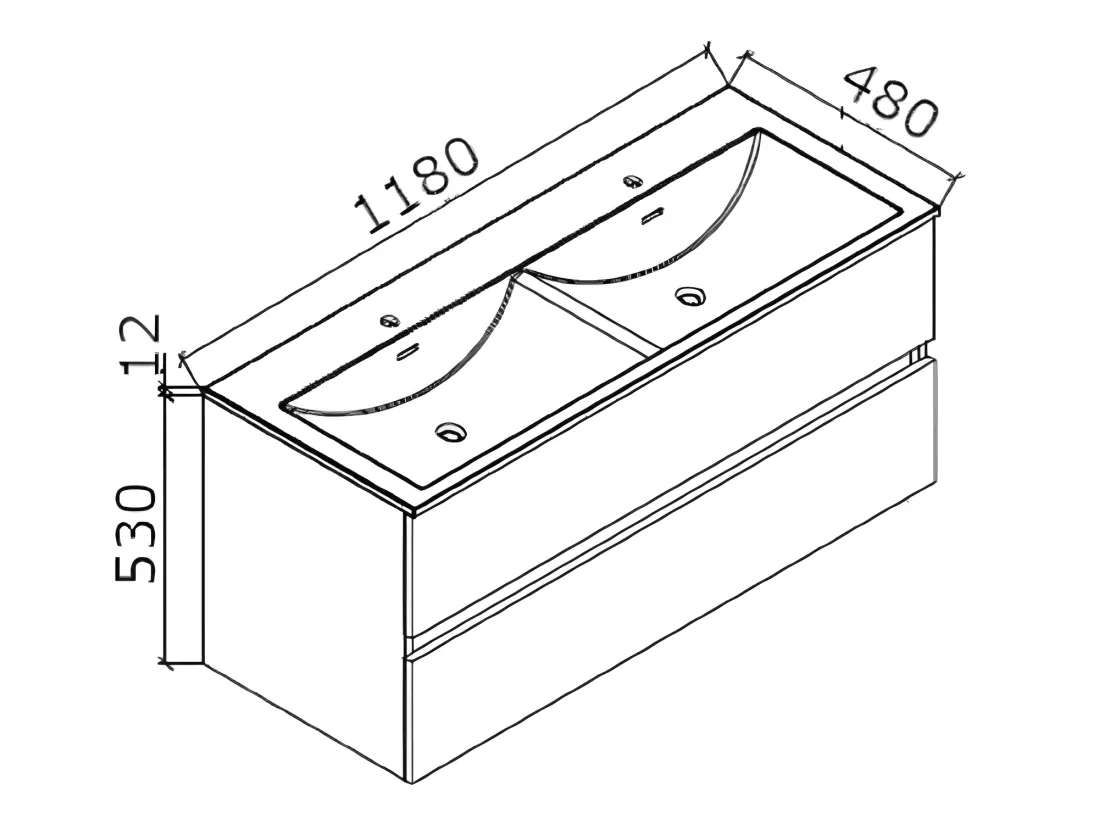 Meuble salle de bain design double vasque SIENA largeur 120 cm blanc laqué