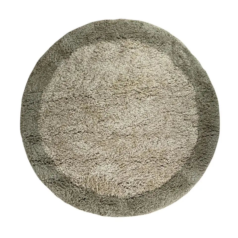 Interieur05 hoogpolig vloerkleed polyester Pilo groen/beige - 240 x 240 cm