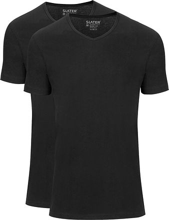 Slater 2-pack Basic Fit T-shirt V-hals Zwart 7620-200 kopen