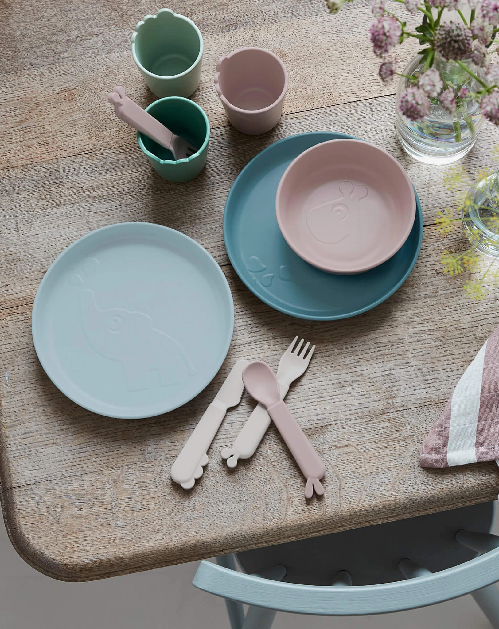 Besteck-Set KIDDISH - DEER FRIENDS 3-teilig in rosa