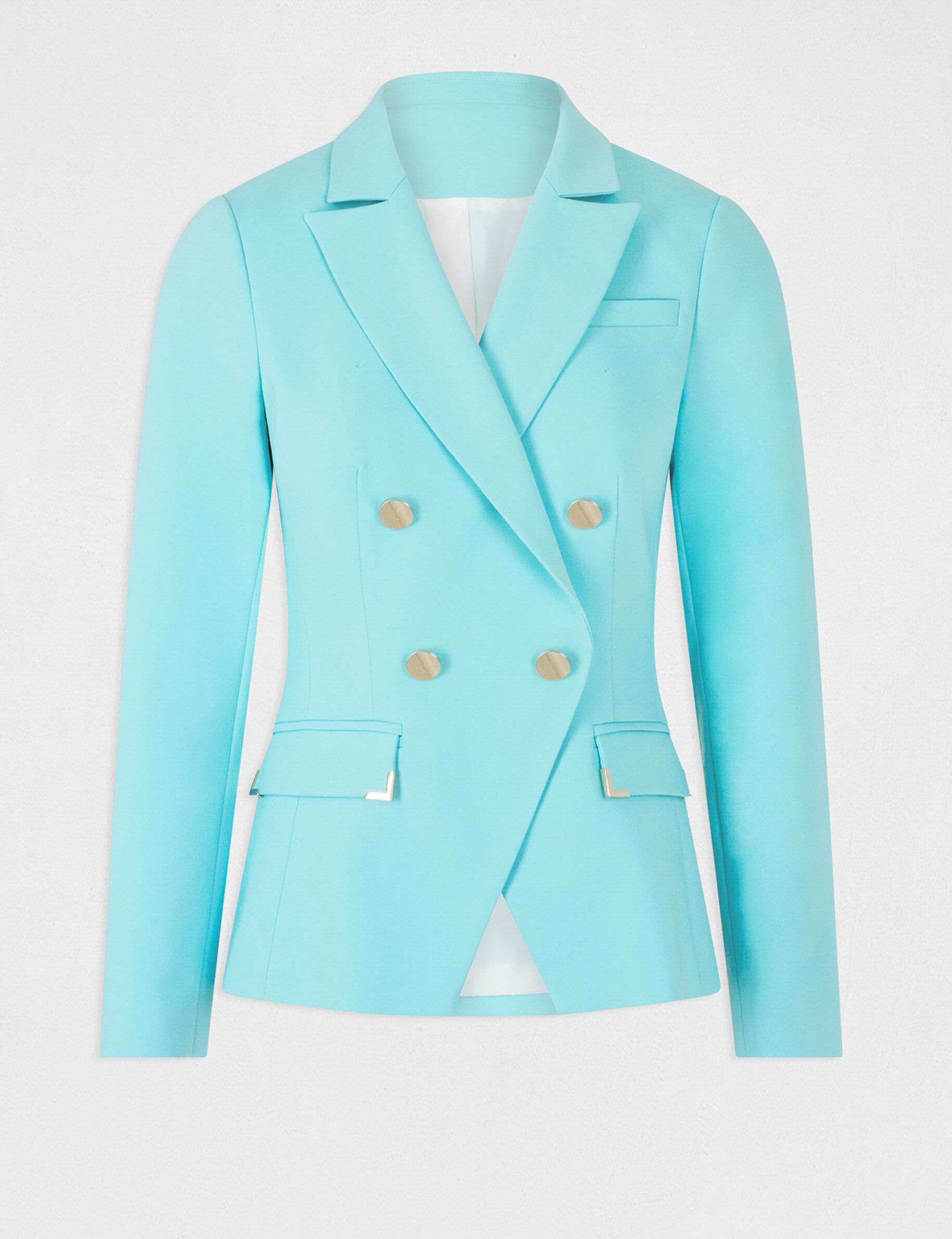 Veste city cintrée ornements métalliques bleu clair femme - bleu_clair