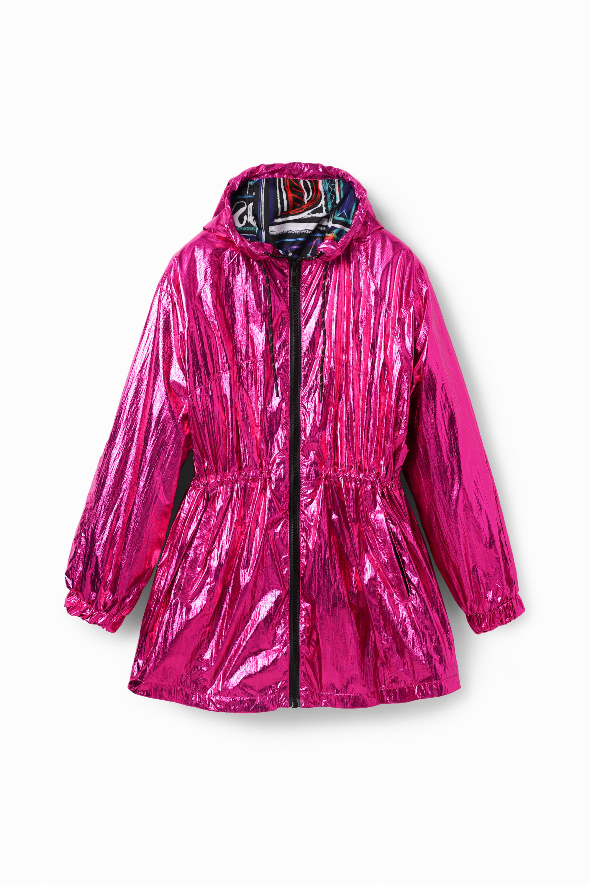 Parka métallisée à capuche