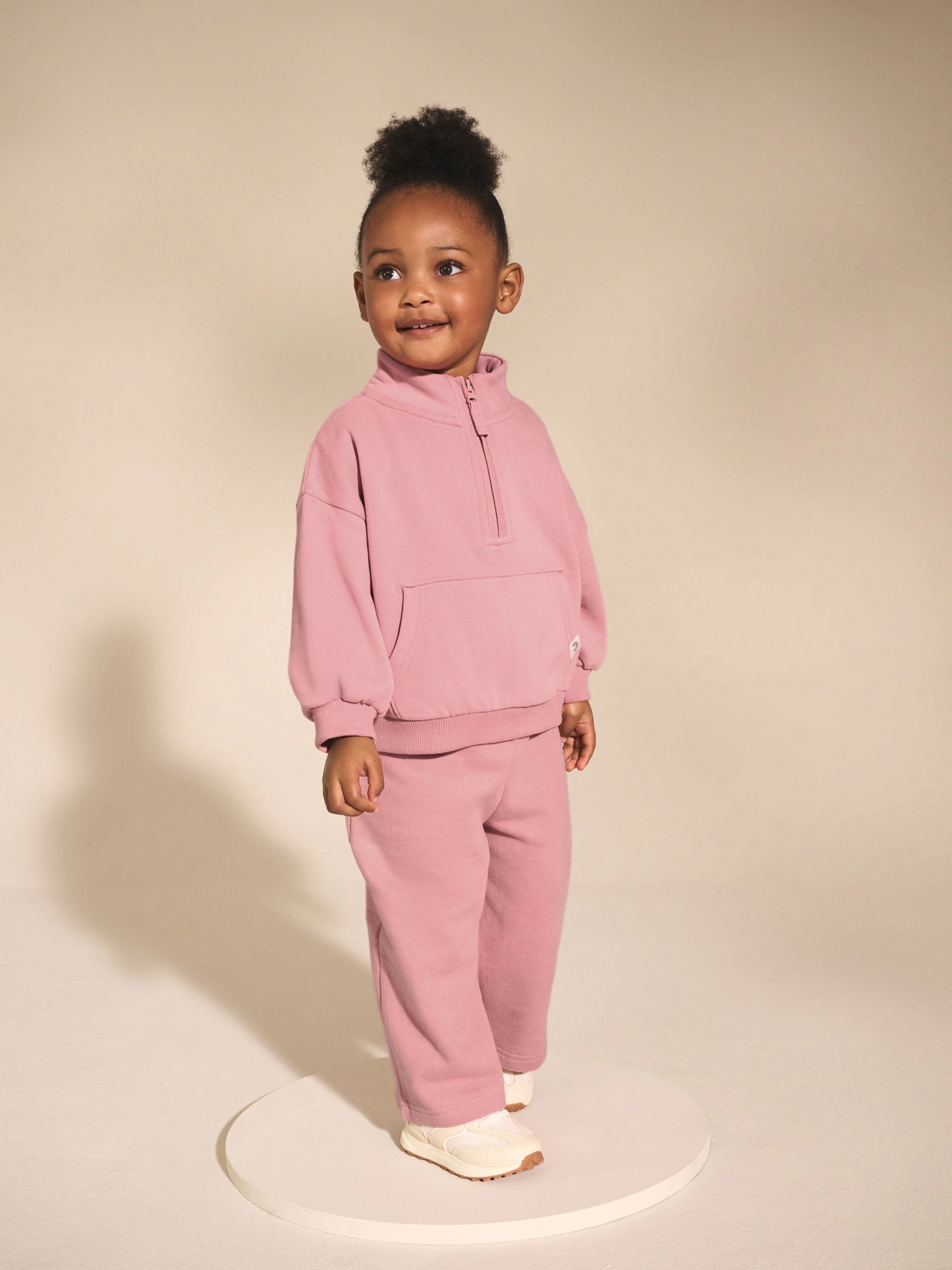 Roze - Sweatshirt met kwartrits (3mnd -7jr)