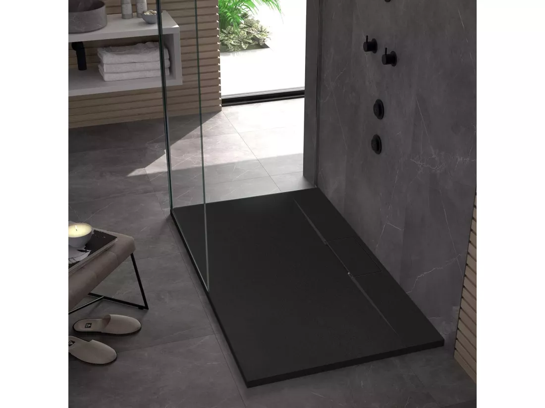 Receveur De Douche Rea Bazalt Long 80X120 Black