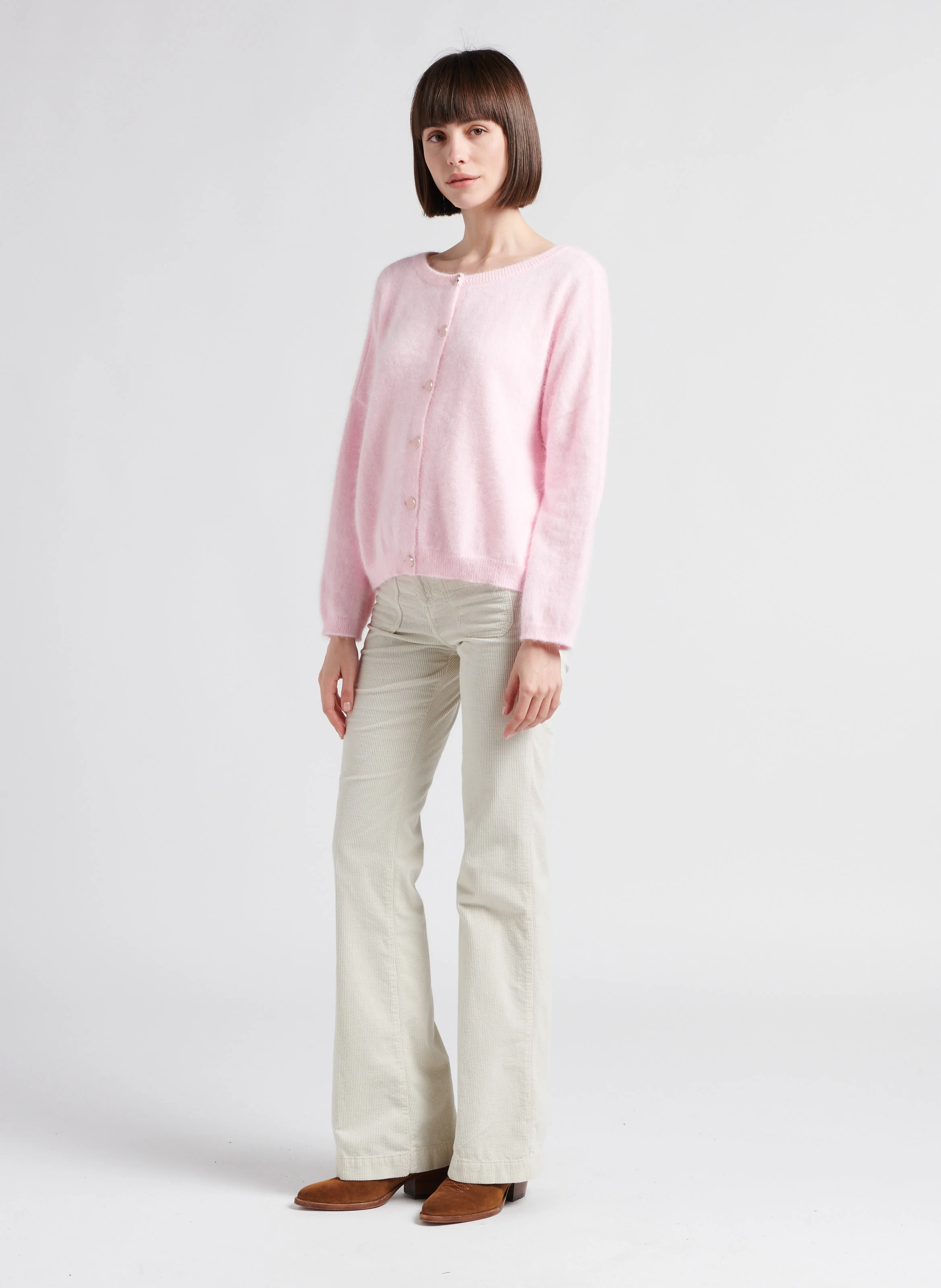 Pantalon patte d'eph en coton mélangé | Blanc