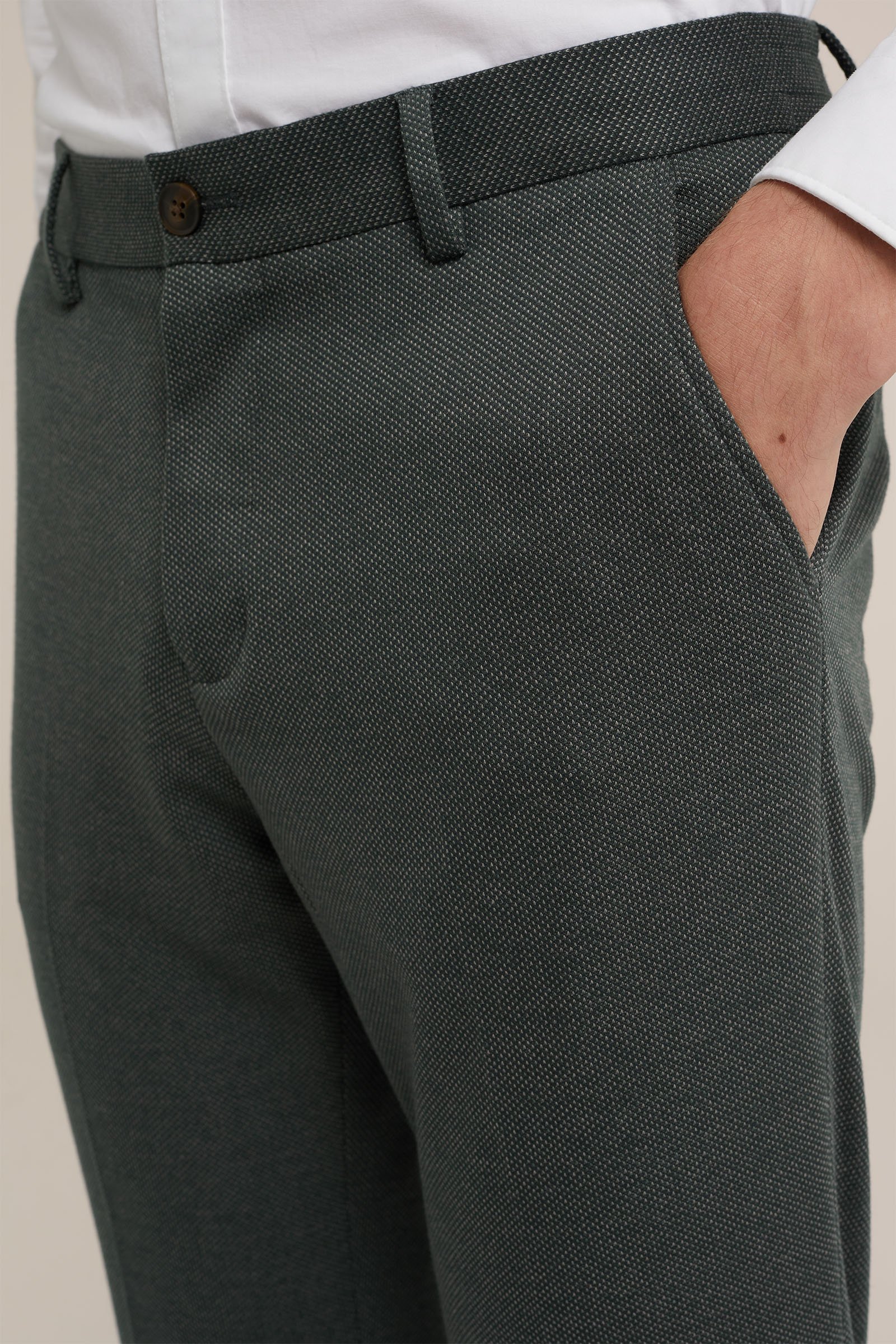 slim fit pantalon met dessin WE Fashion Grijsgroen