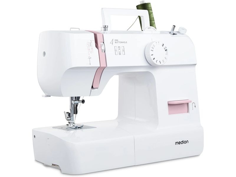 Medion Nähmaschine Life SM70 Weiss/Rosa Nähmaschine mit einer Motorleistung von 70 Watt
