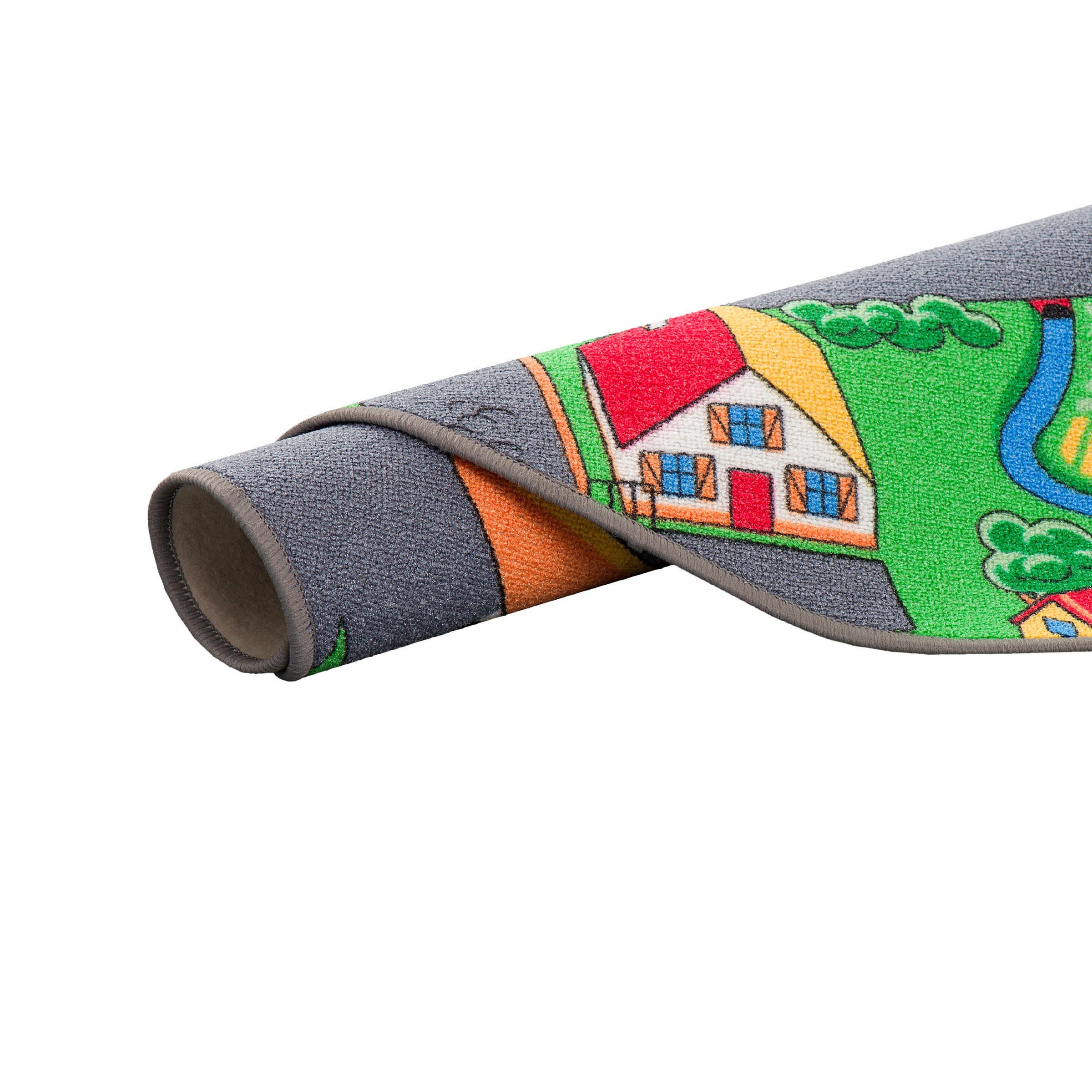 Snapstyle Kinder Spiel Teppich Little Village Rund Bunt