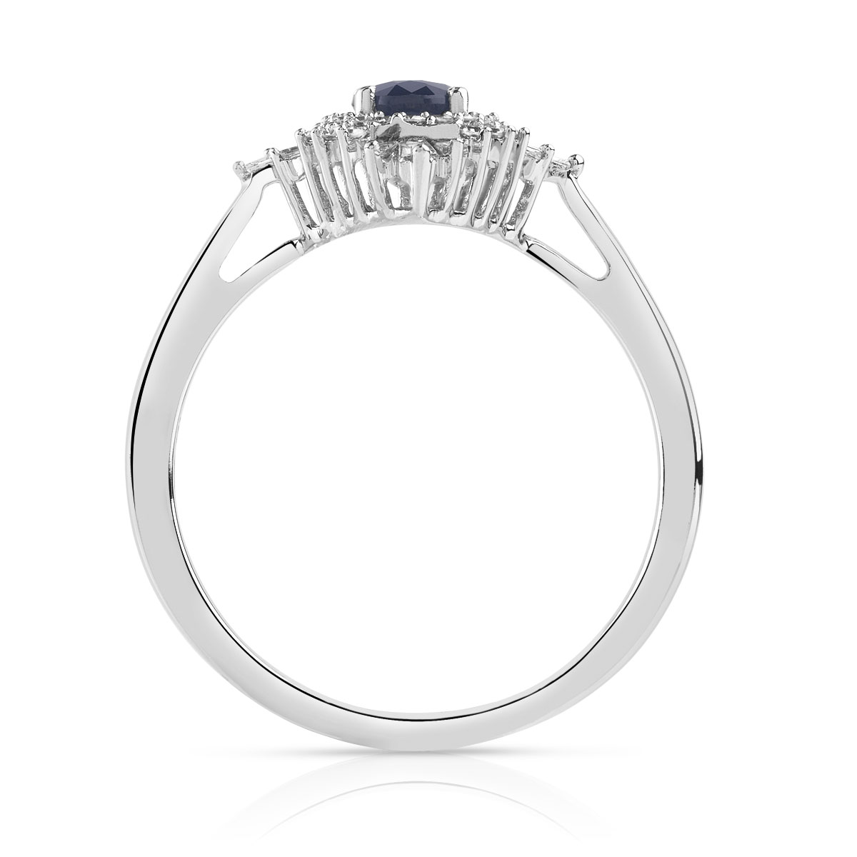 Bague or 750 blanc saphir et diamant