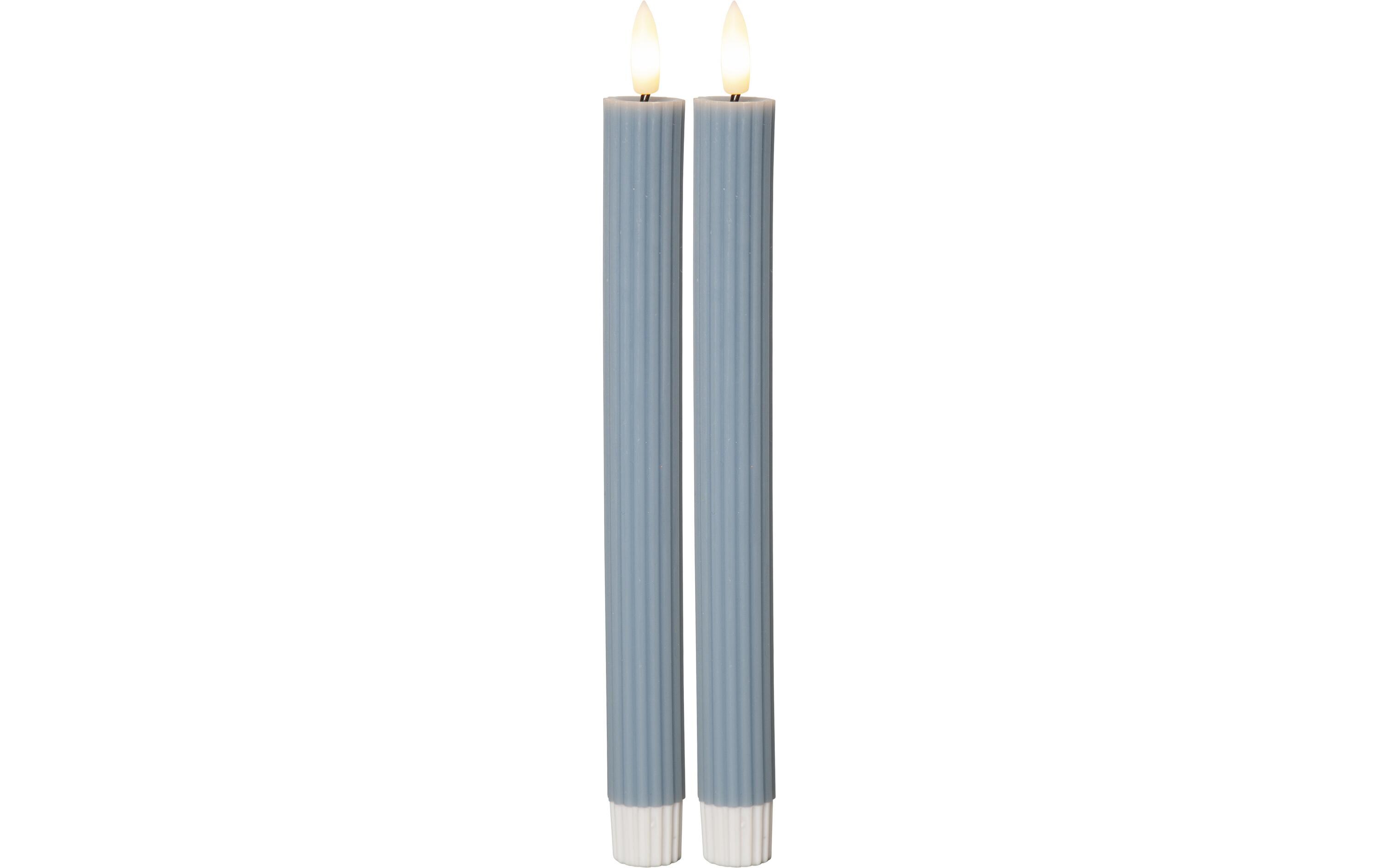 LED-Stabkerzen Set Flamme Stripe, 25 cm, Blau, 2 StückIndoor-LED Leuchterkerze