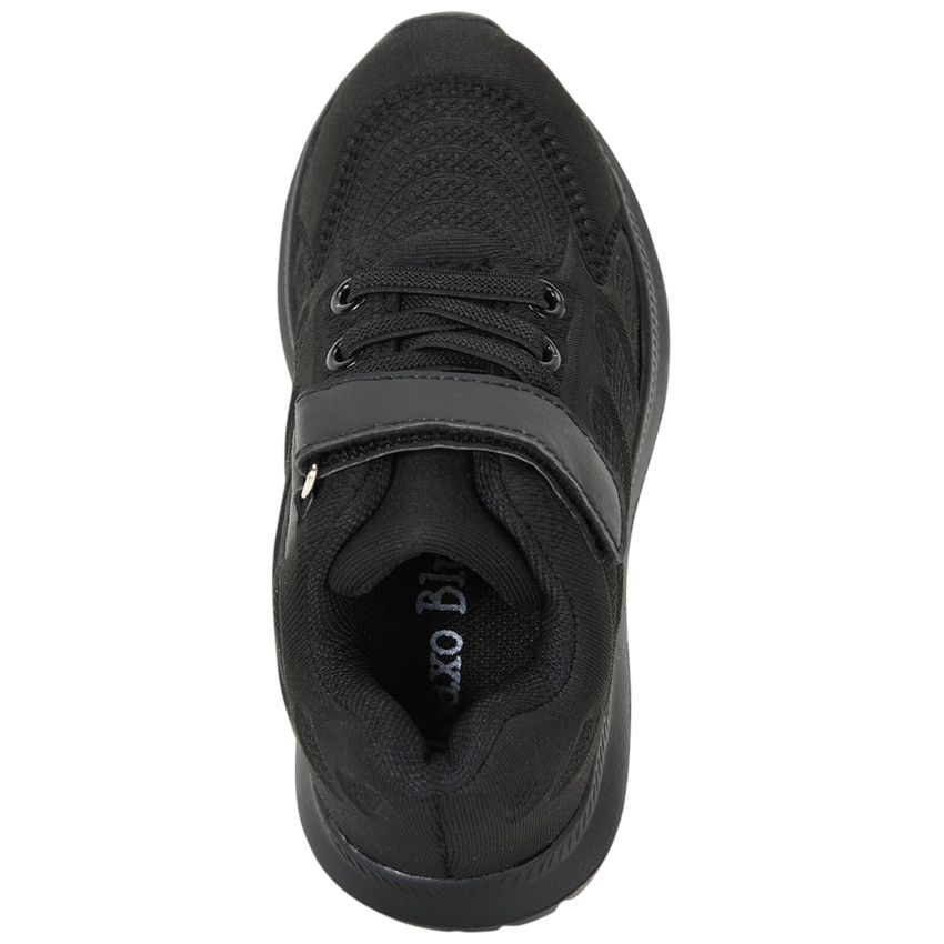 Baskets de sport avec lacets et scratch pour garçon - Noir
