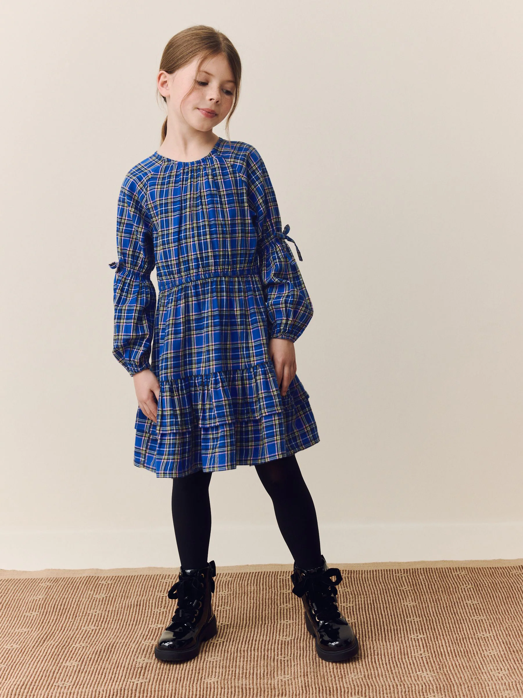 Blauw - Check Dress (3-16yrs)