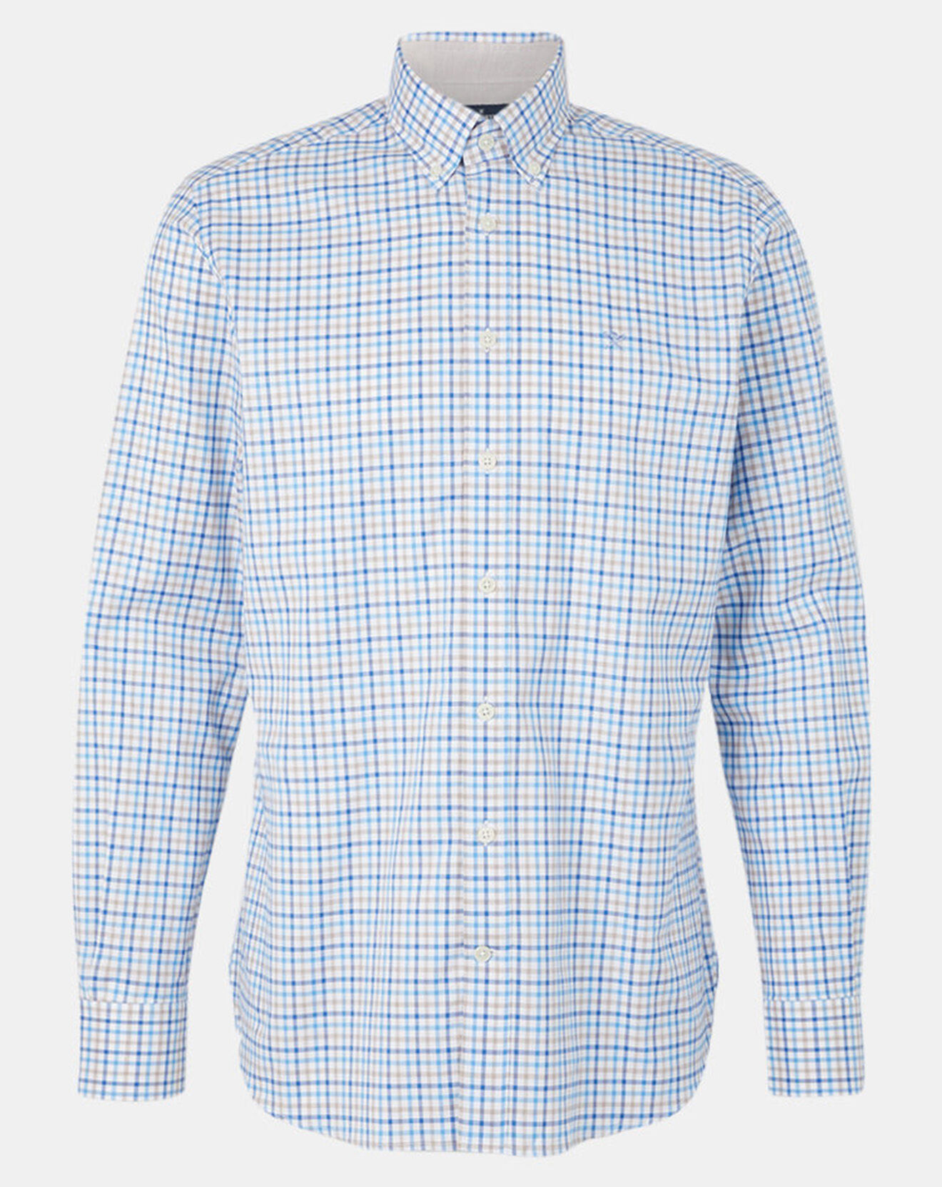 Hackett London Chemise à carreaux tricolore beige/bleu
