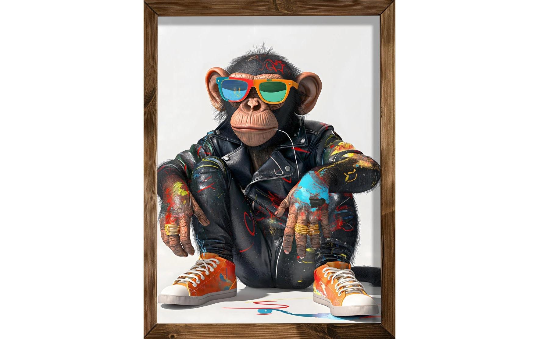 Bild Schimpanse mit Brille 35 x 47 cmDekorative Wandmalerei