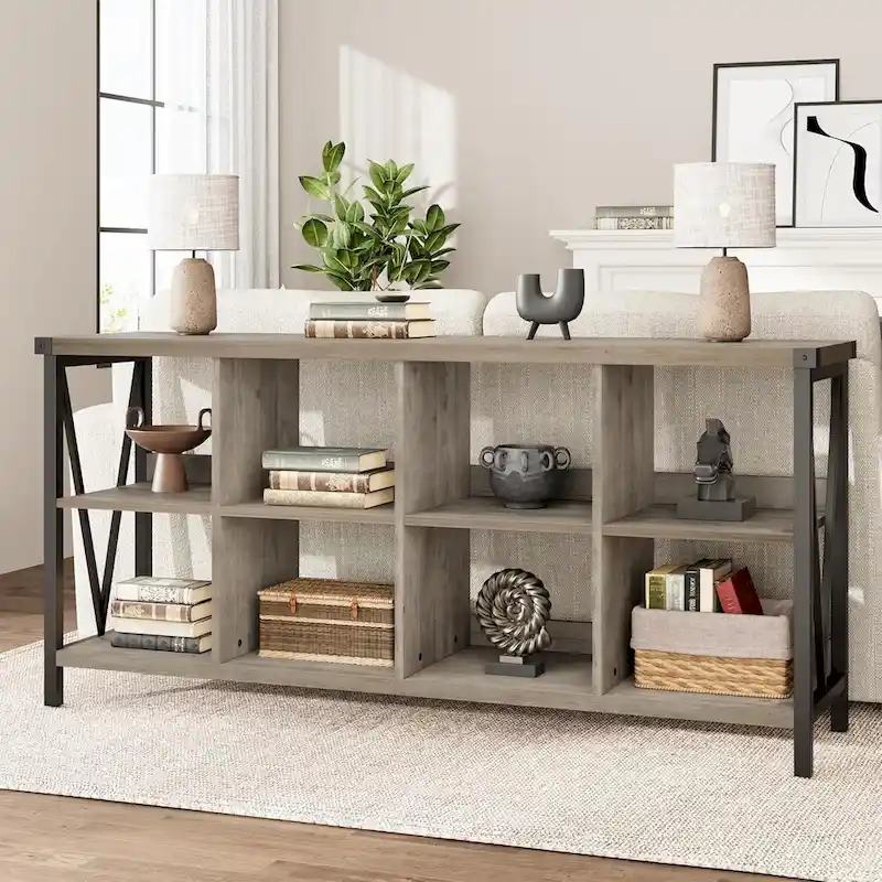 8 Cube Storage Organizer Bookcases, 3 Tier Metal Horizontal Bookcase