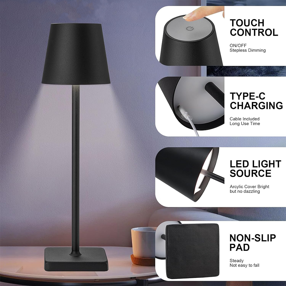 (26cm) 48 LED's Schreibtisch Lampe Dimmbares USB Home Deko Licht mit Touch Steuerung IP54 - Silber