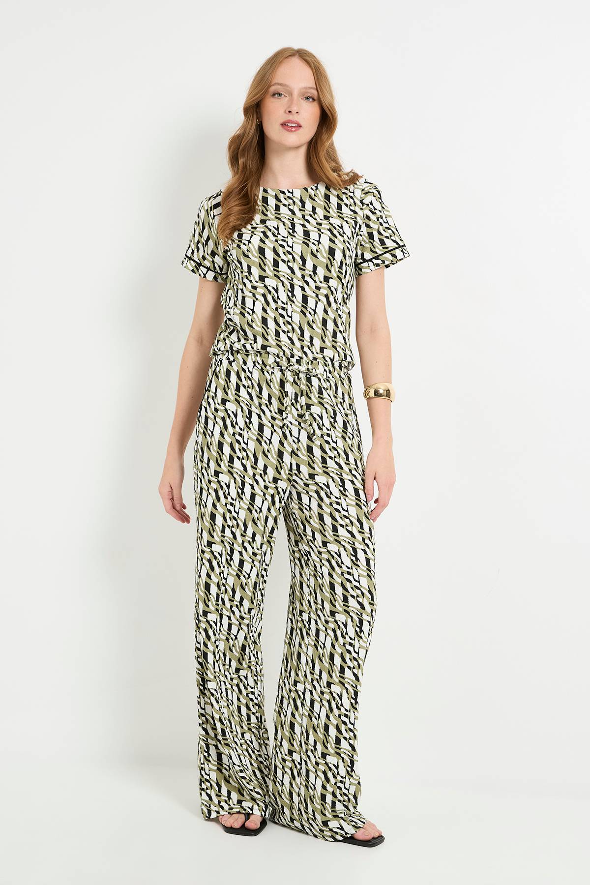 Wallis Pantalon À Cordon En Jersey À Motif Géométrique