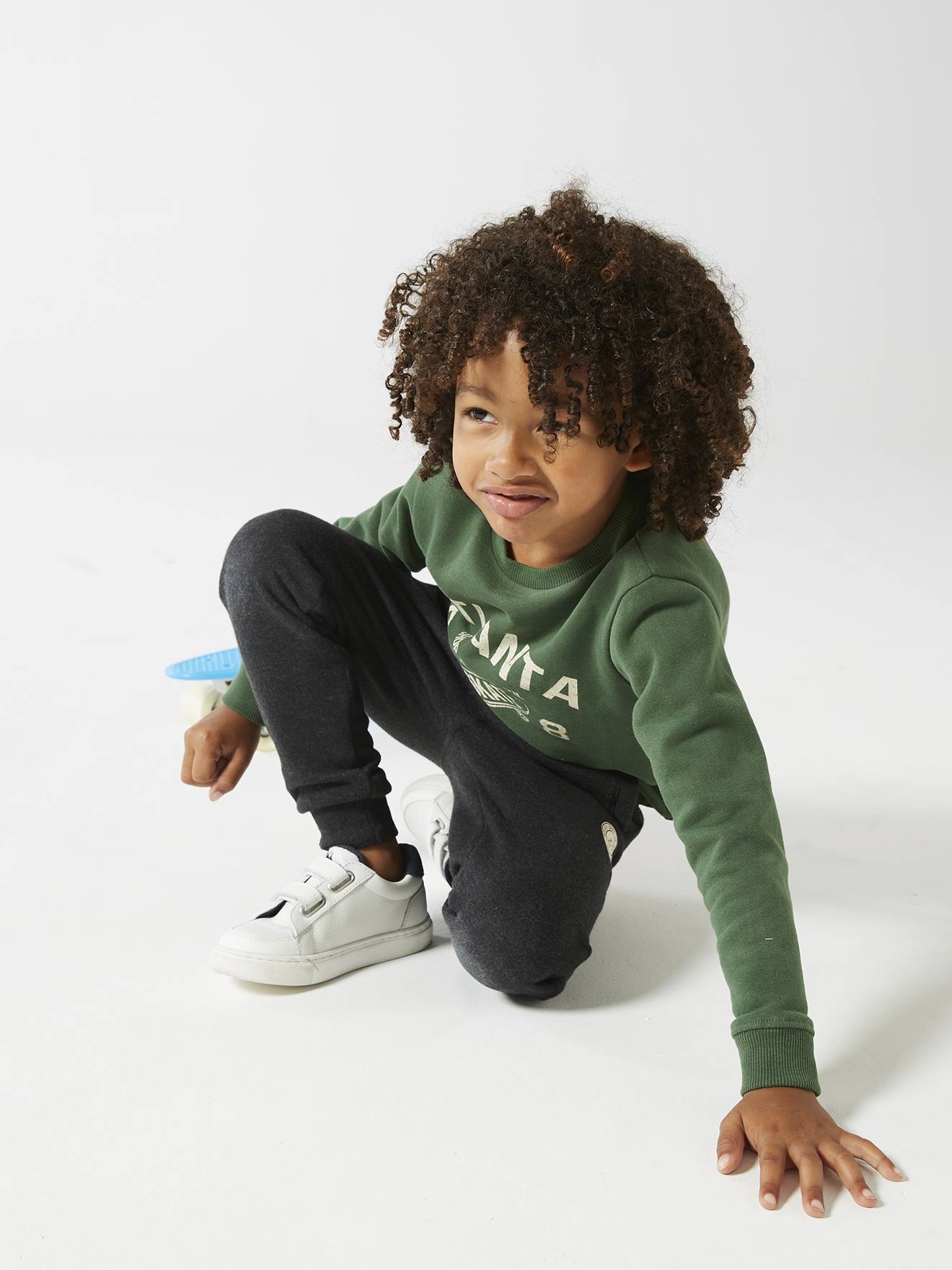 Calça de moletom estilo jogging, preta mesclada escura para menino