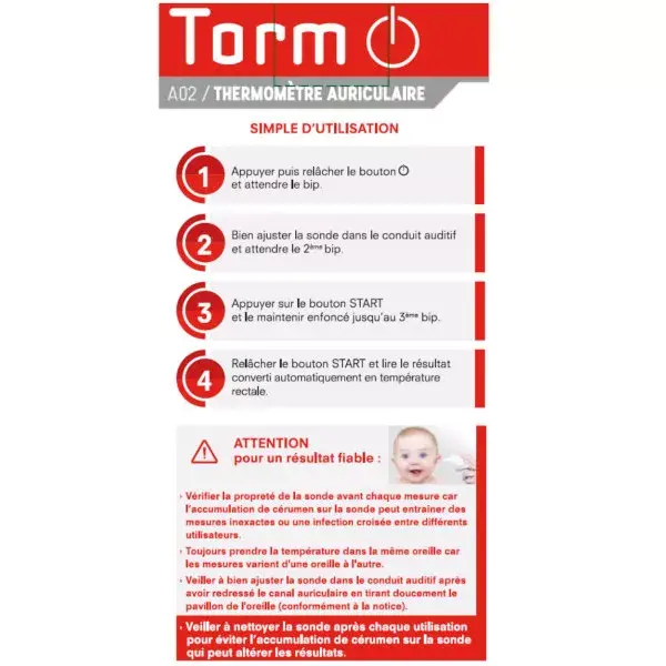 Termômetro auricular Torm para medição da temperatura do ouvido