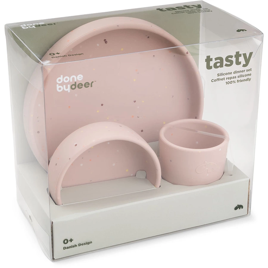 Done by Deer™ Silikon Geschirr-Set Confetti rosa