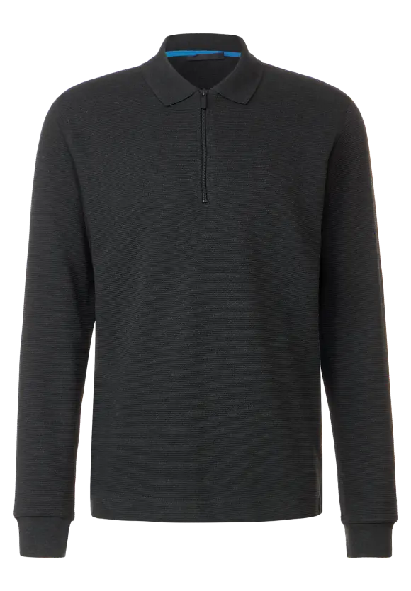 Struktur Zipper Sweatshirt - anthra grey melange