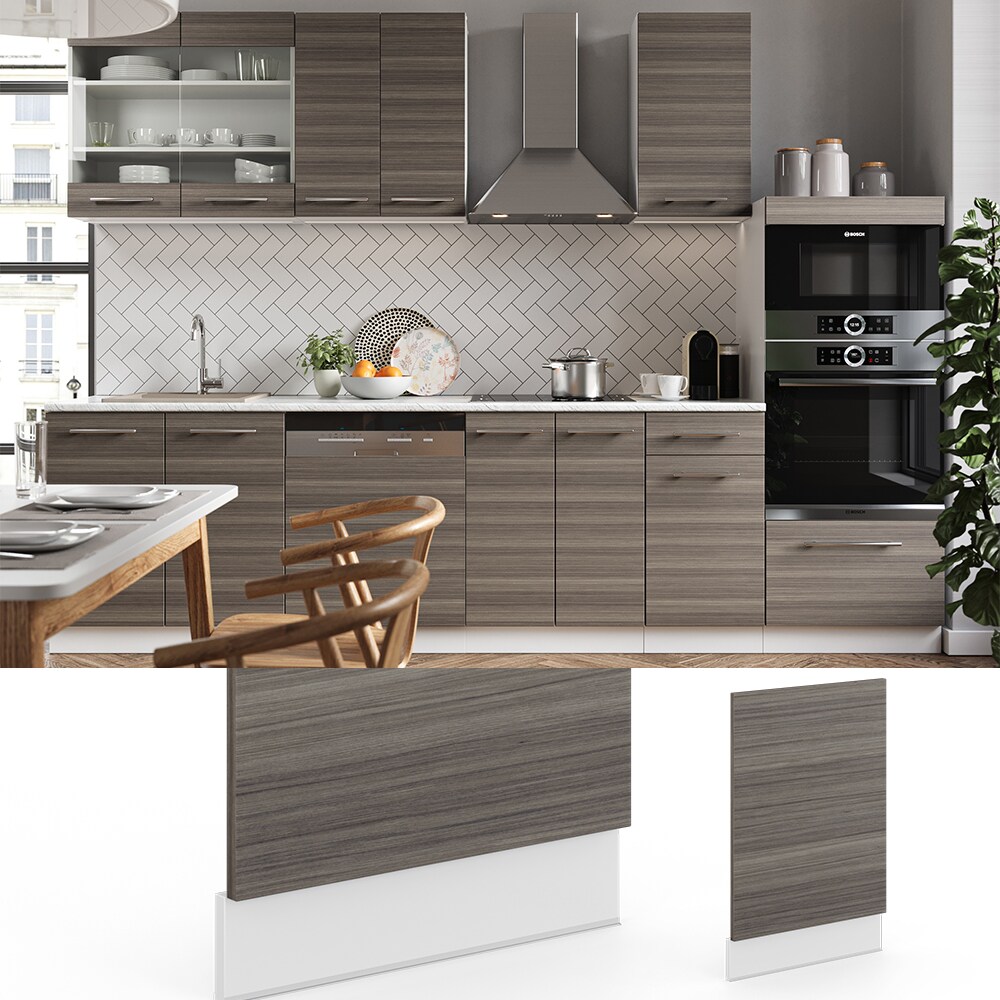 VICCO Geschirrspülerfront 45 cm Edelgrau Küchenschrank Blende Küchenzeile Fame-Line