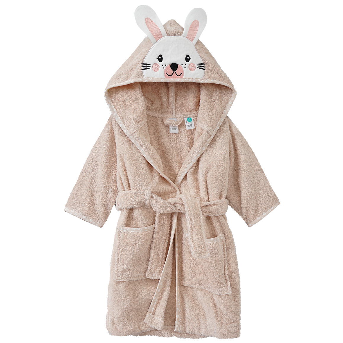 Topomini Baby Bademantel mit Hasen-Applikation beige