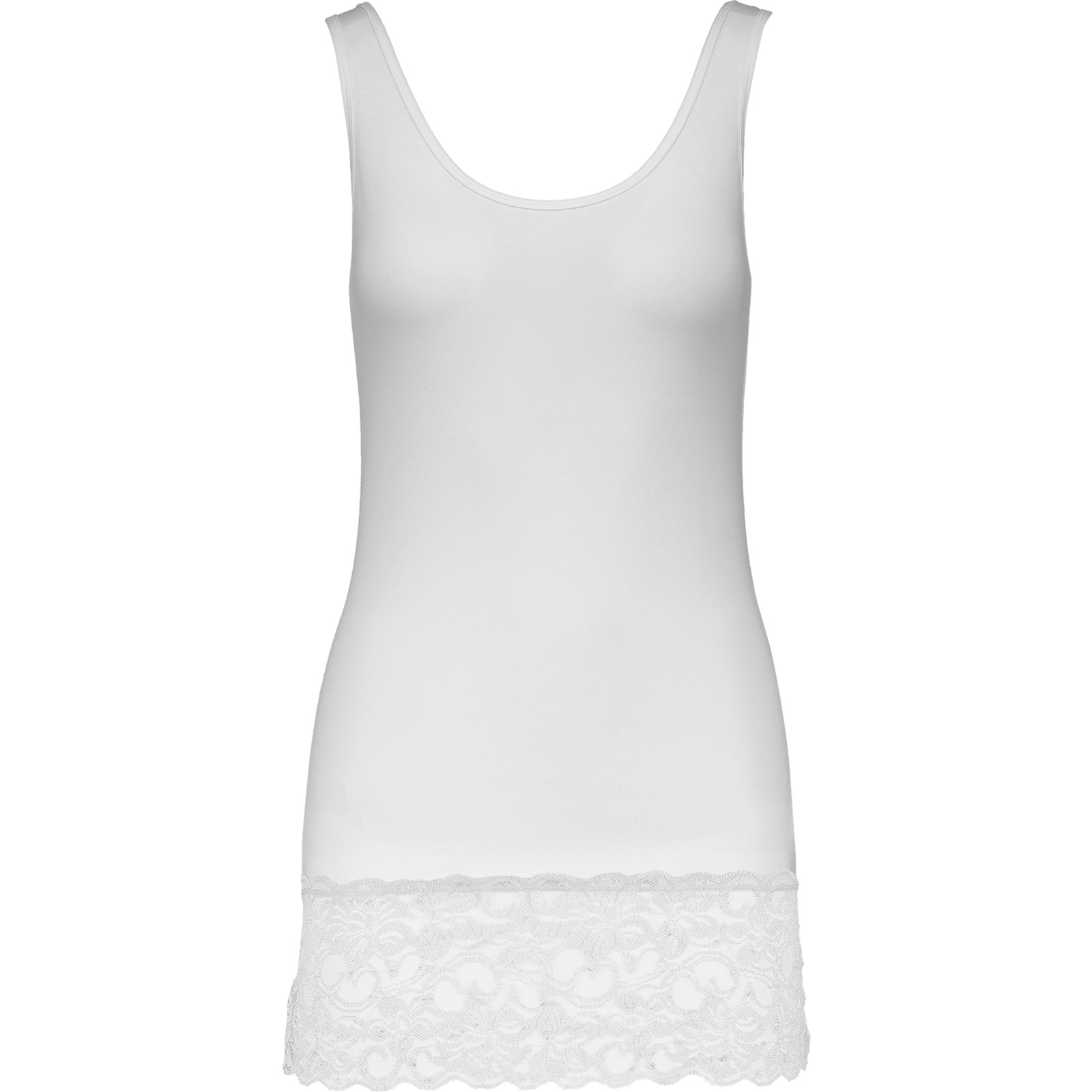 Damen-Longtop mit Spitze weiss