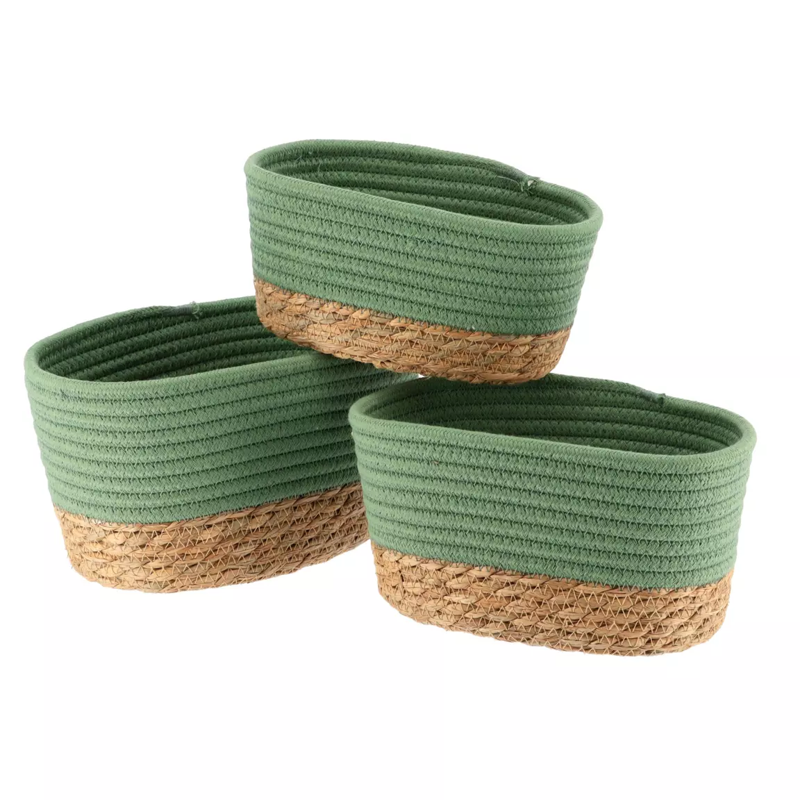 Lot de 3 paniers de rangement (H13 cm) Timeless Vert