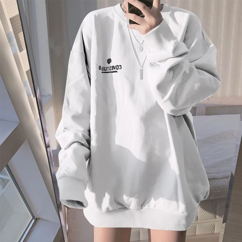 Rosesand - Sweatshirt met lange mouwen en tekstprint, losvallend model