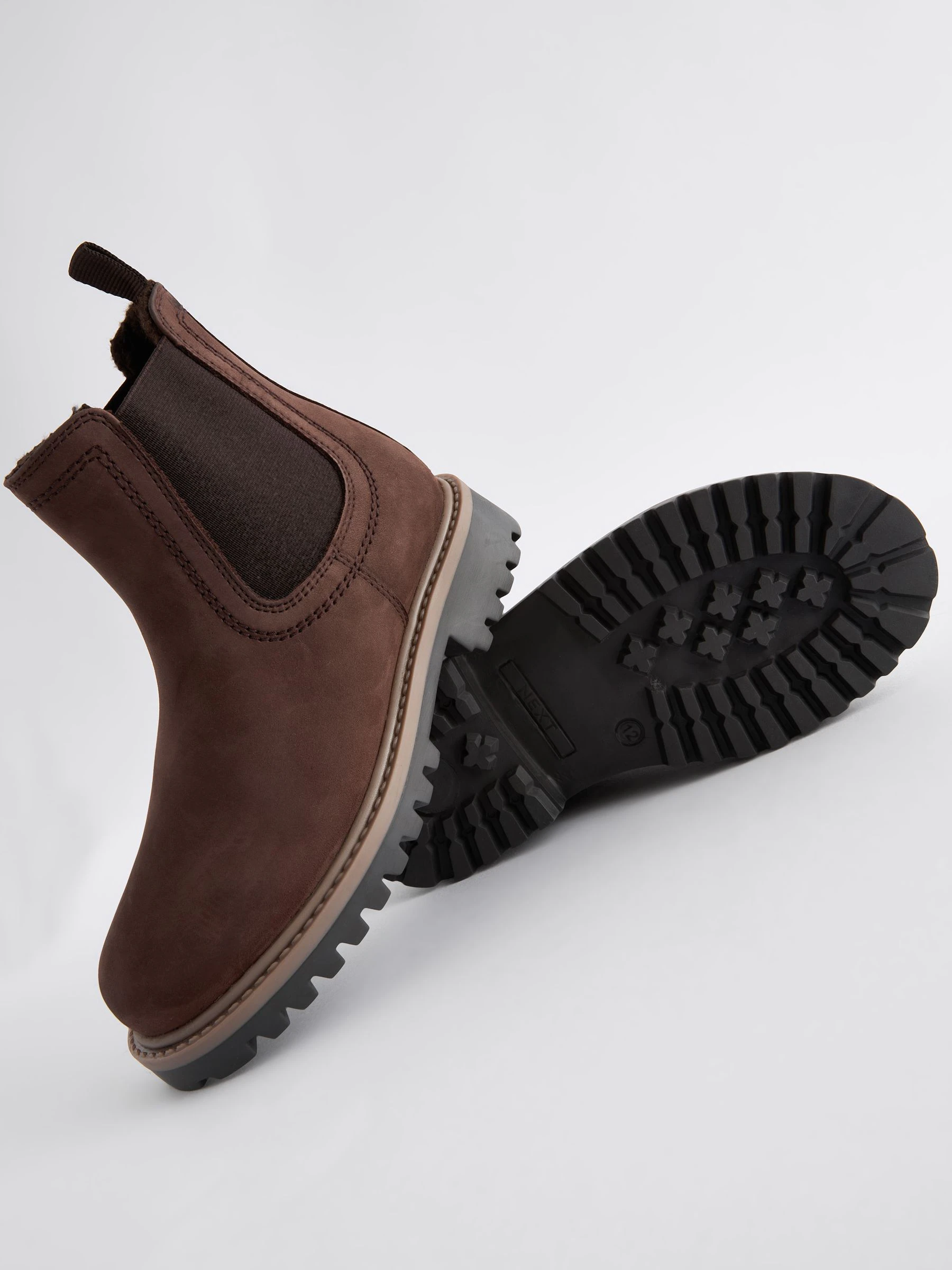 Chocoladebruin - Leren warmgevoerde Chelsea-laarzen