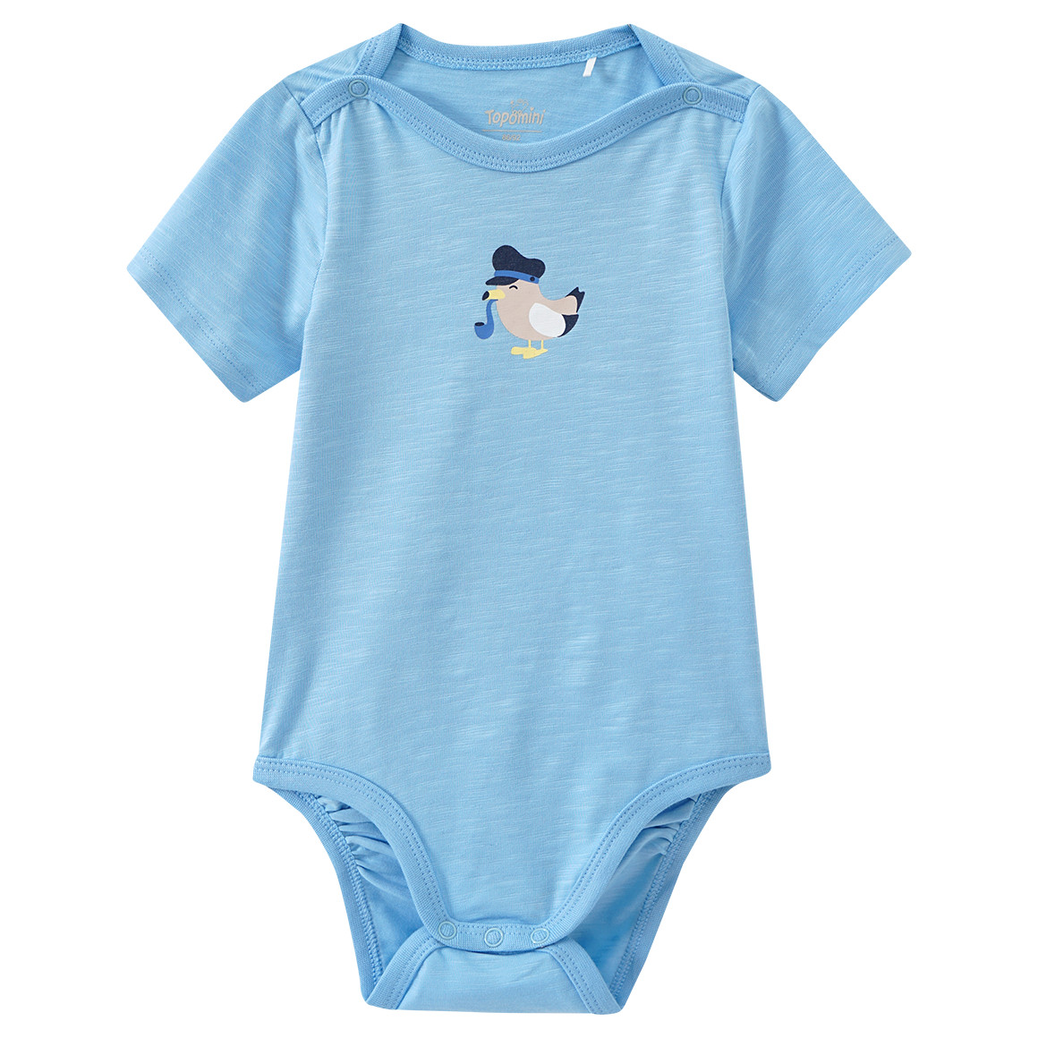 Topomini 2 Baby Bodys mit Bio-Baumwolle hellblau / weiss