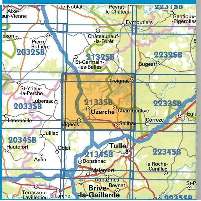 IGN - 2133 SB UZERCHE TREIGNAC 1 25 000