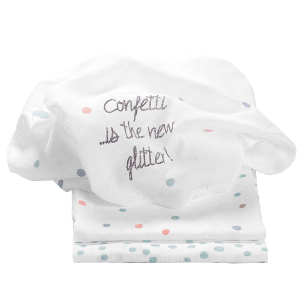 Odenwälder BabyNest Odenwälder Doppelmull-Windeln confetti light mint 3er-Pack