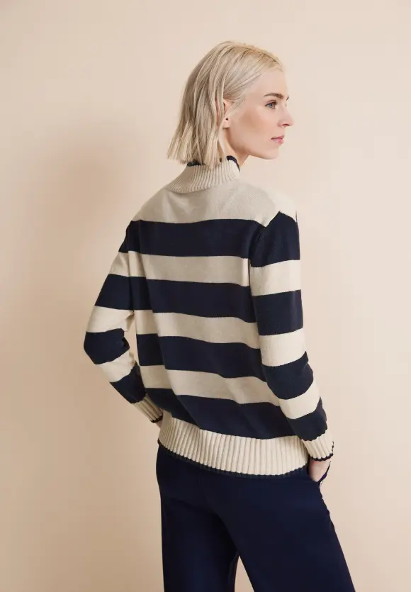 Streifen Strickpullover - deep blue