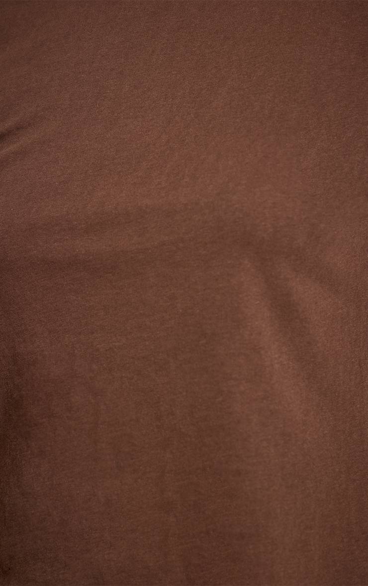 Chocolat T-shirt Décontracté À Manches Courtes En Tissu Texturé Doux
