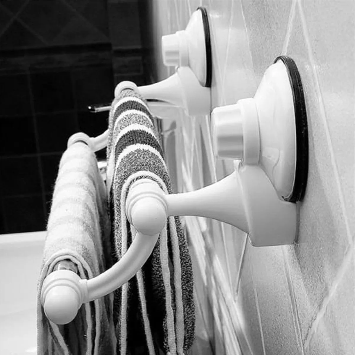 Universal Double barre de porte-serviettes ABS blanc
