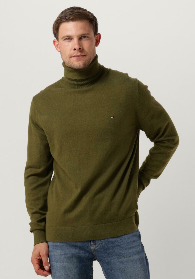 TOMMY HILFIGER donkergroene tommy hilfiger coltrui pima org ctn cashmere roll neck