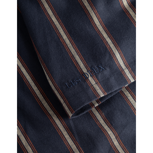 Les Deux Lawson Stripe Skjorte, Dark Navy/Light Camel , M