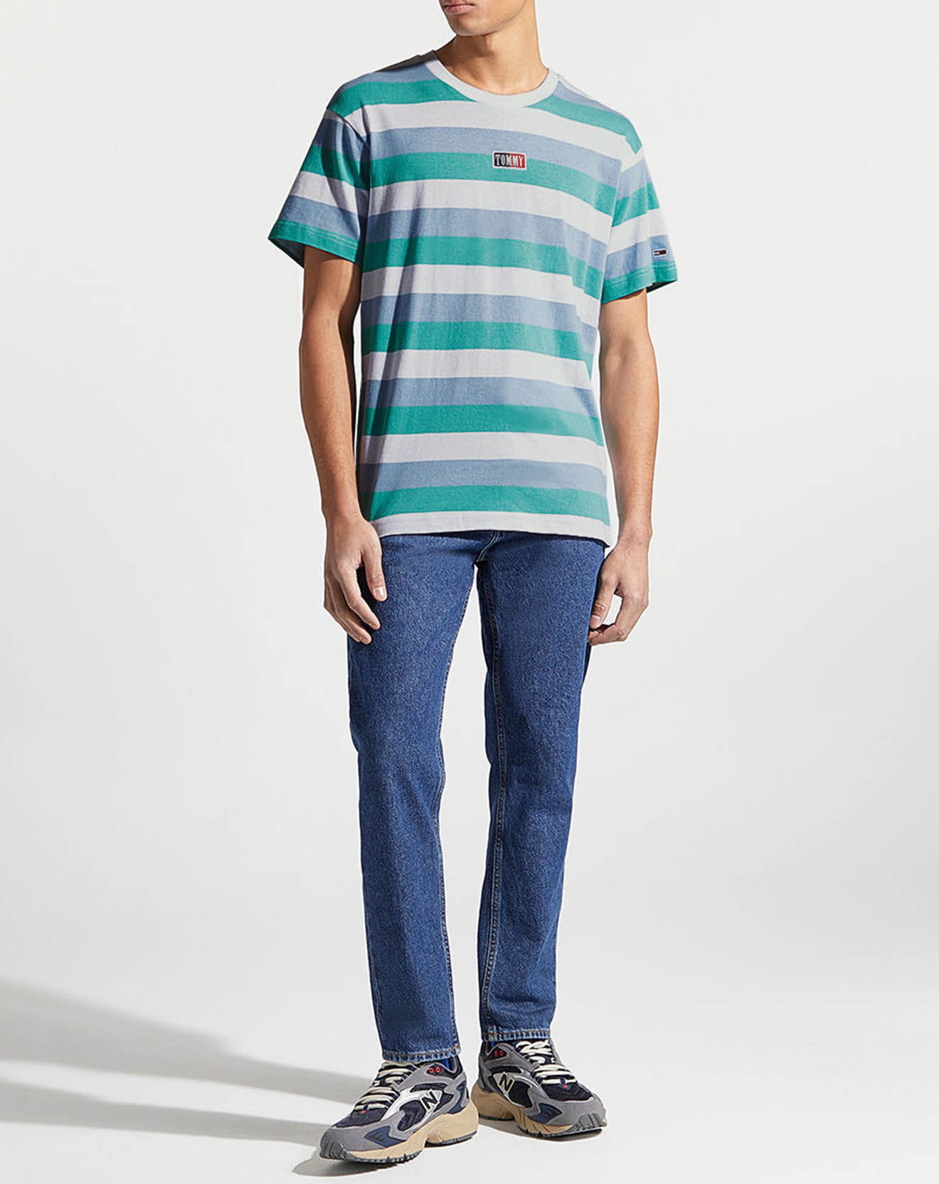 Tommy Jeans T-Shirt Tmeless rayé vert/gris