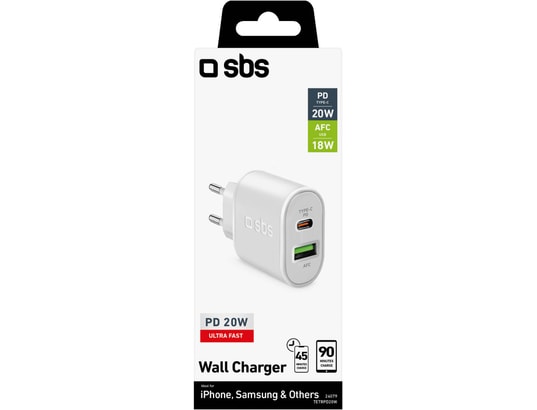 SBS - Chargeur secteur Power Delivery 20 W 2 sorties
