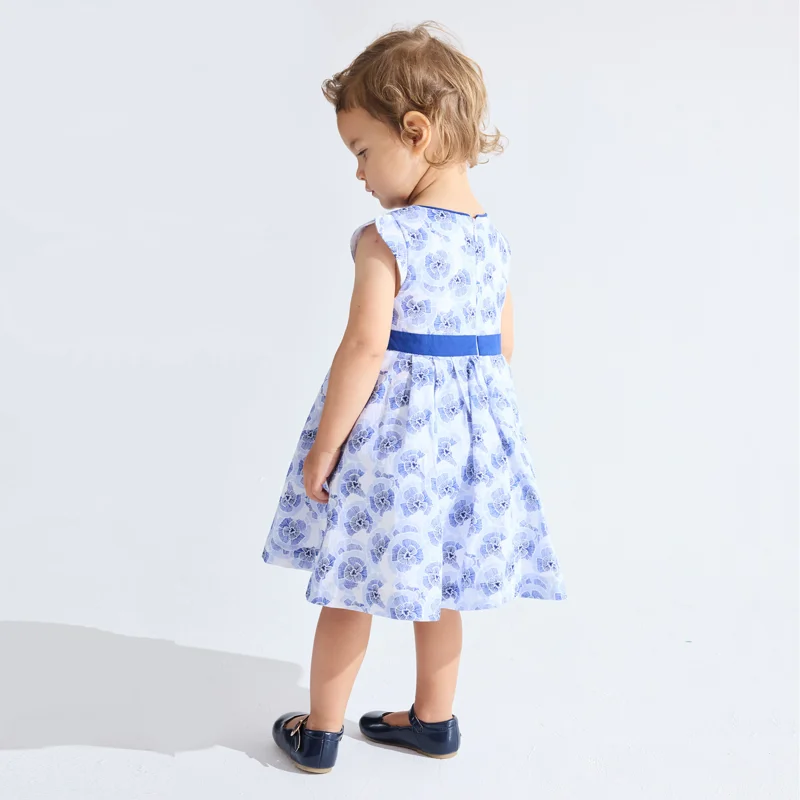Robe chic fleurie bleu bébé fille Bleu