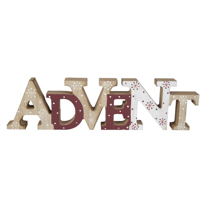 Deko-Schriftzug - Advent - aus Holz - ca. 28 x 2 x 7,5 cm