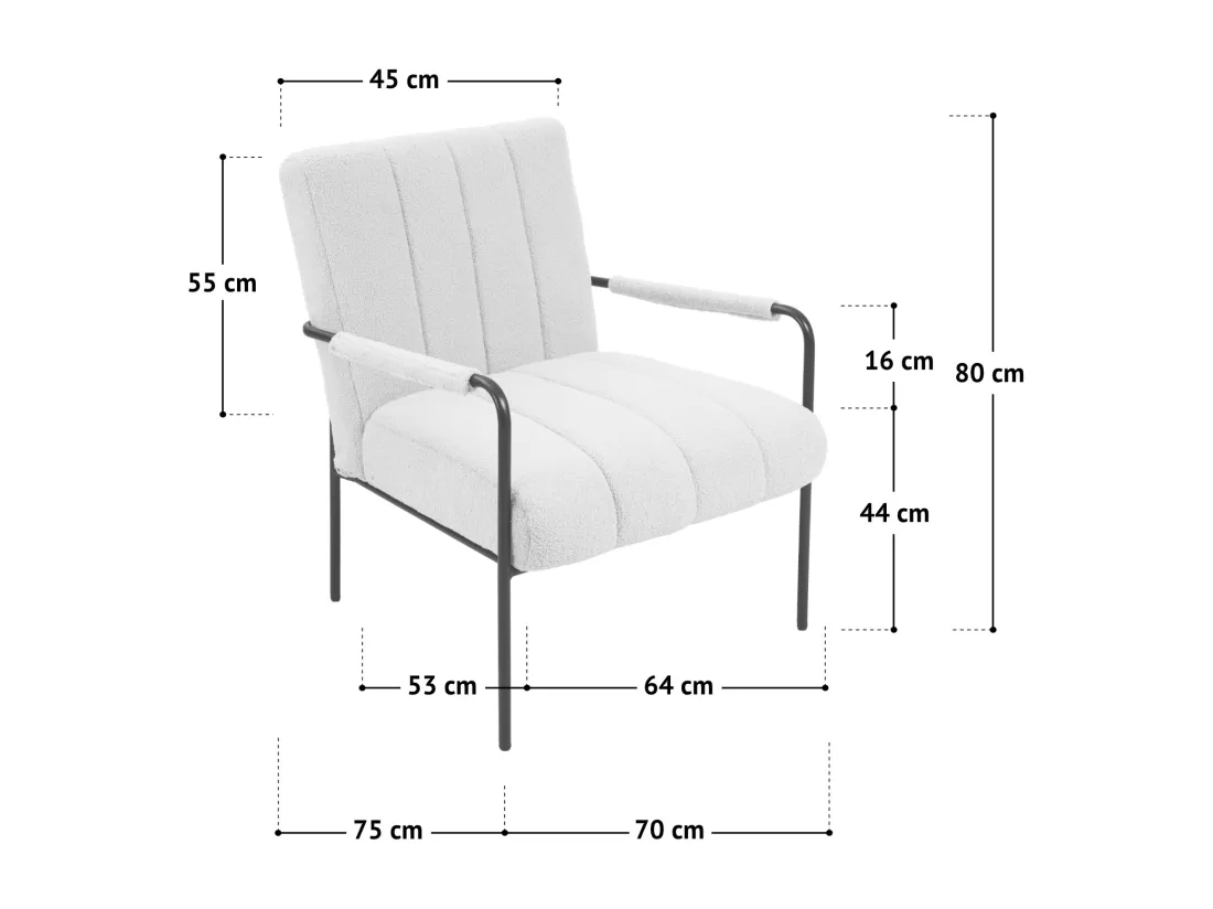 Fauteuil de salon SVITA KYLE Chaise rembourrée Chaise d'appoint Salon avec accoudoirs Marron