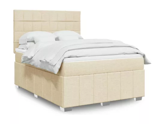 Sommier tapissier avec matelas Crème 160x200 cm Tissu