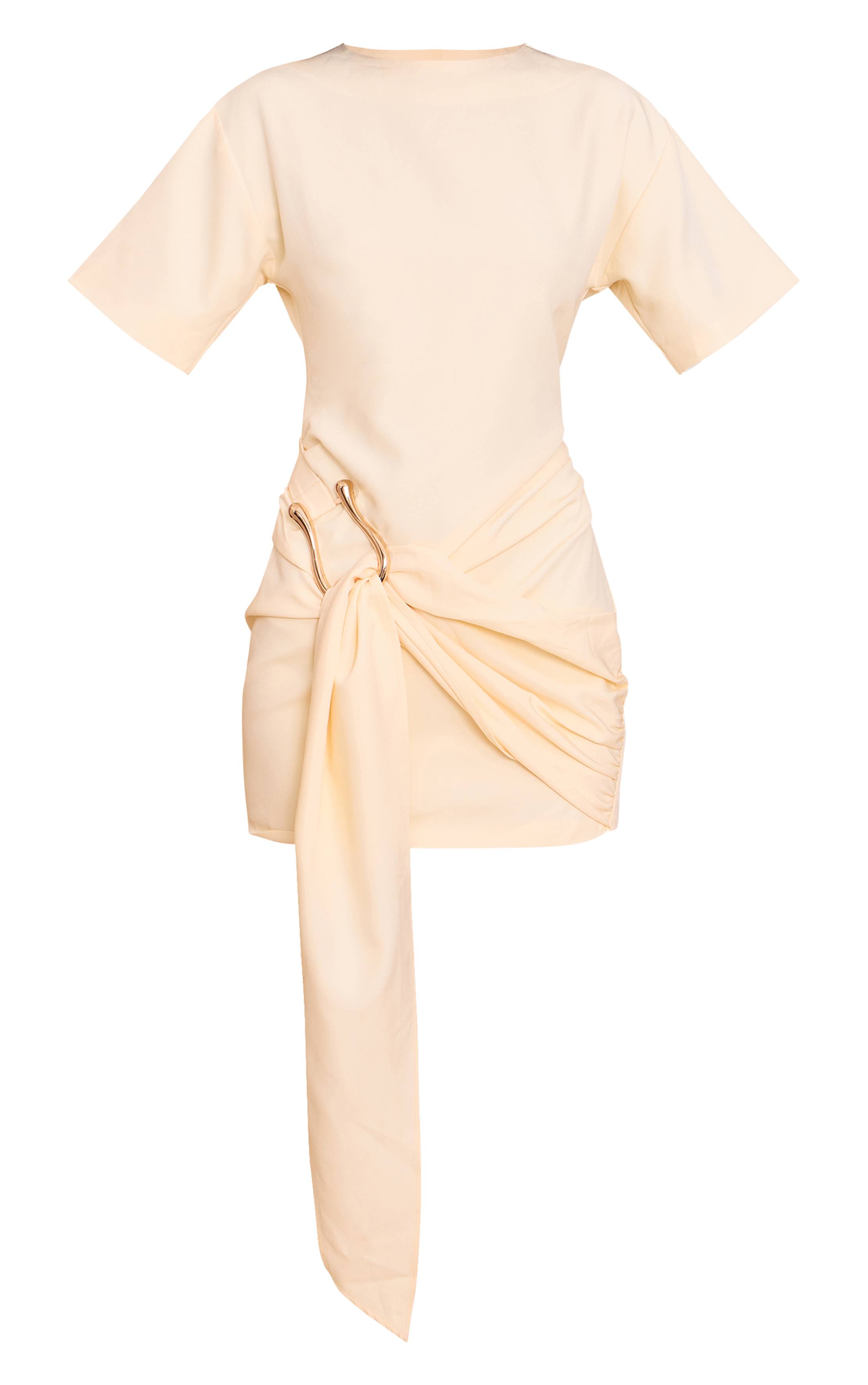 Butter Yellow Robe Courte Portefeuille Avec Finitions Tissées