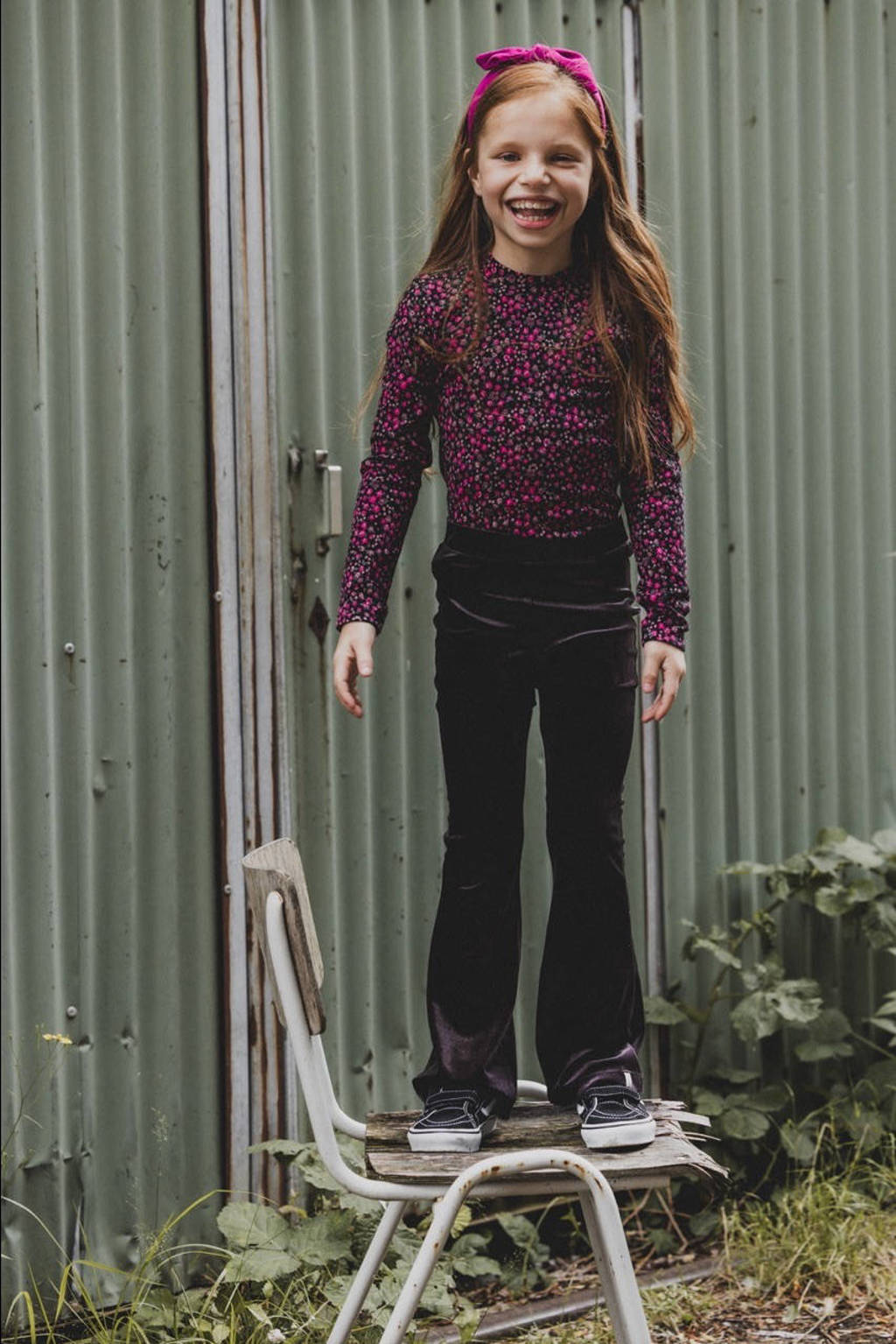 LOOXS fluwelen flared broek bruin