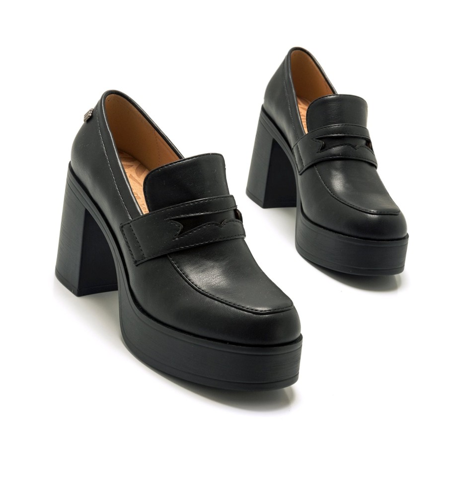 Mocassins Mustang Sixties Pretos - Altura do Salto 8cm -