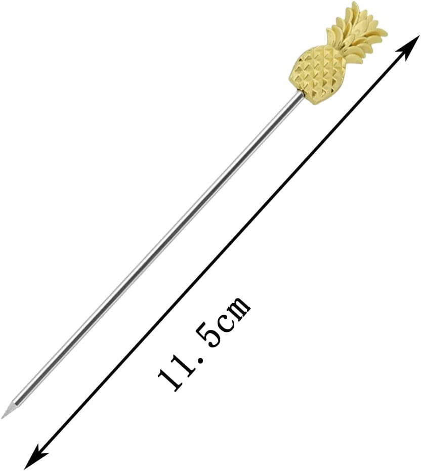 (5er Set) 11.5cm Metall Cocktail Sticks Fingerfood Party Spiesse Deko Frucht Zahnstocher - Ananas